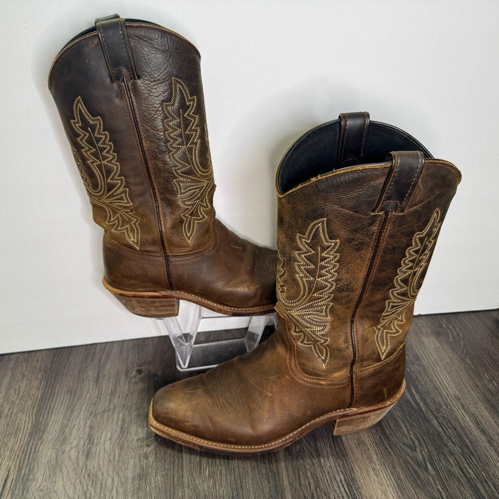🔥Vintage Abilene Cowboy Boots Brown Leather Mens 7 8 D Made in USA Western